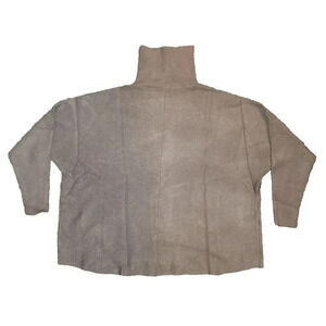 Women's Soft Brown Long-Sleeve Viscose Turtleneck Oversized Sweater Size XL